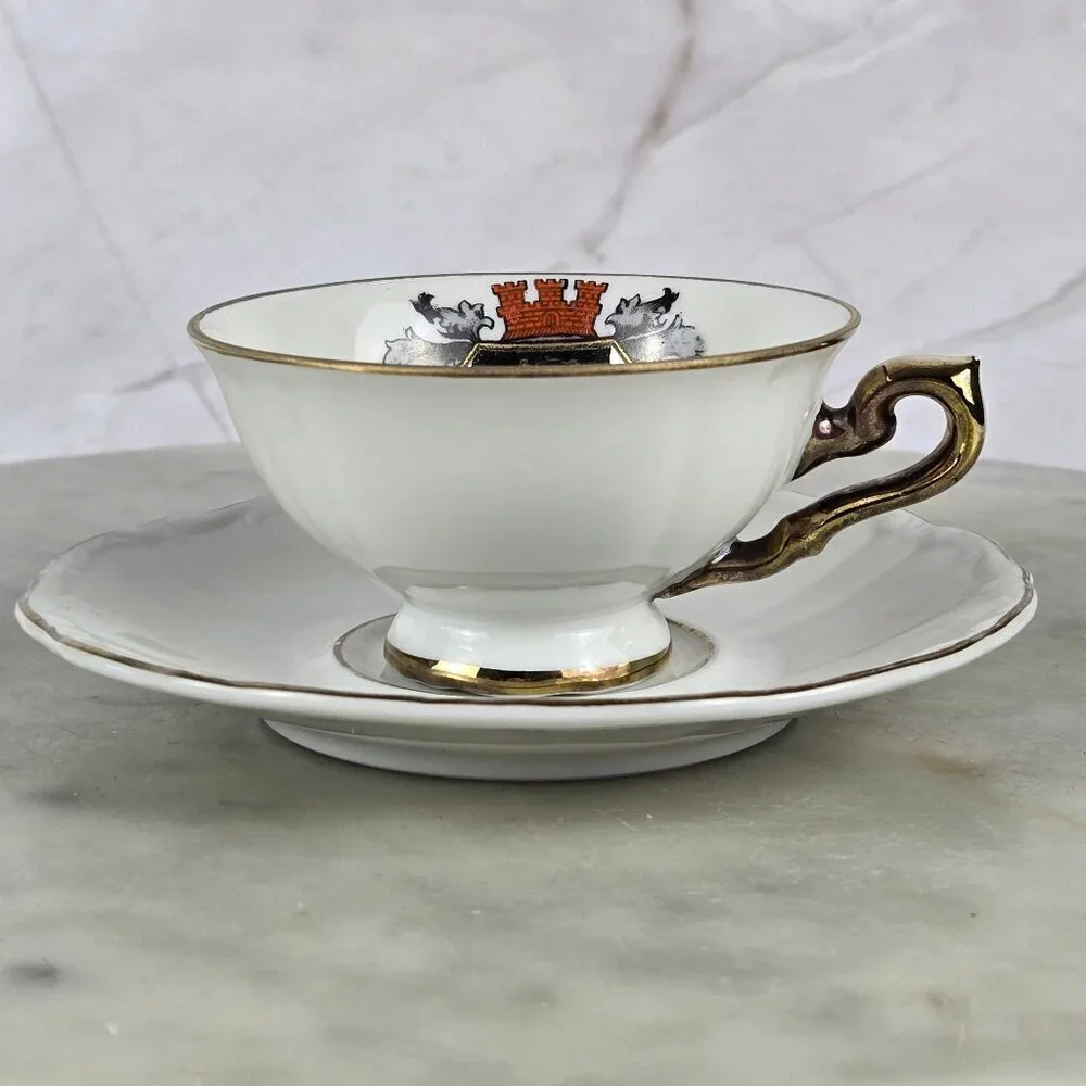 Vintage Gerold Perzellar Bavaria Demitasse Cup and Saucer Coat of Arms Berlin